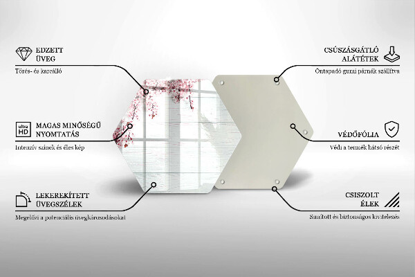 Chopping board glass Flowers on the boards