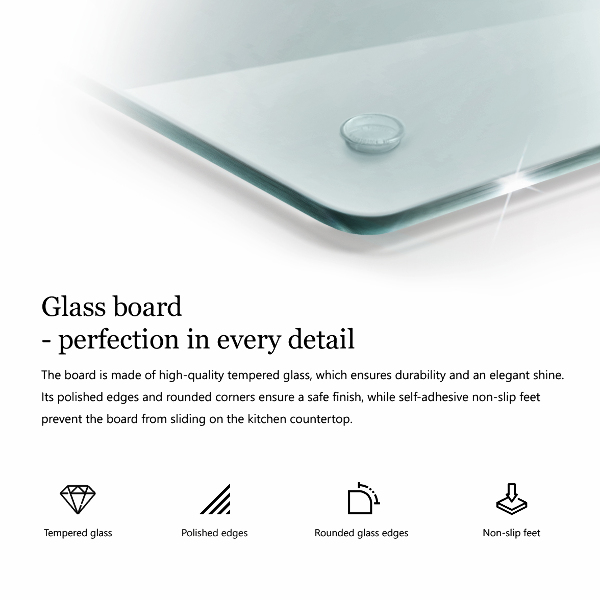 Transparent glass kitchen board 20x12 in