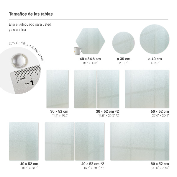 Glass chopping boards, set of 2, 15.7 and 20.5 inches