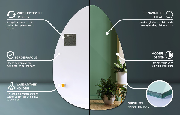 Egg-shaped mirror 50x70 cm