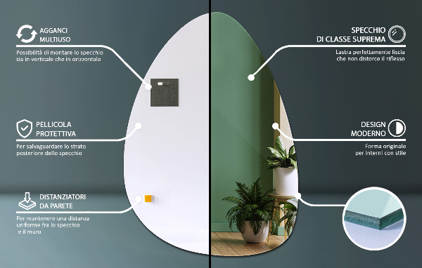 Egg-shaped mirror 50x70 cm