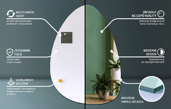 Egg mirror 57x80 cm