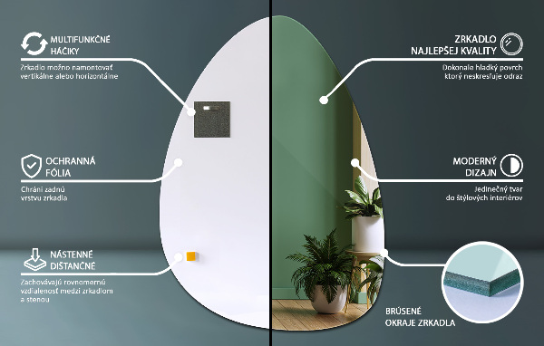 Ovoid mirror 64x90 cm