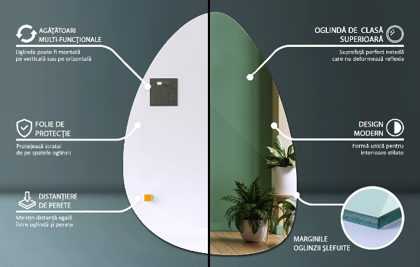 Ovoid mirror 64x90 cm