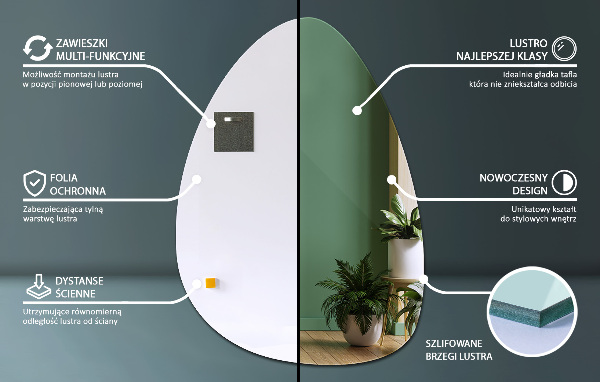 Ovoid mirror 64x90 cm