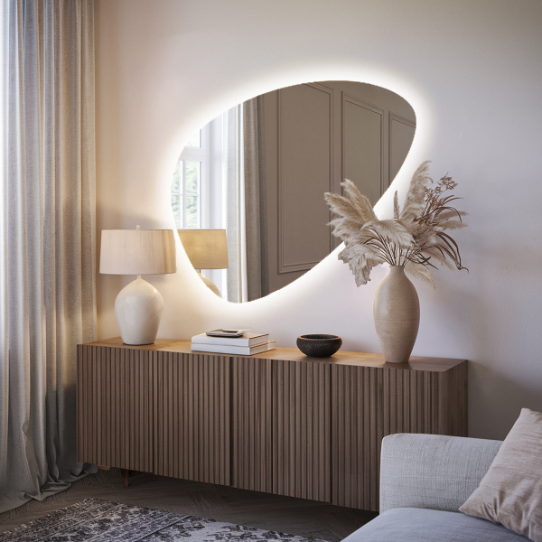 Egg shaped LED mirror 50x70 cm