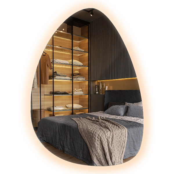 Egg shaped LED mirror 57x80 cm
