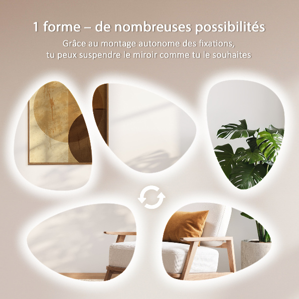 Egg shaped LED mirror 57x80 cm