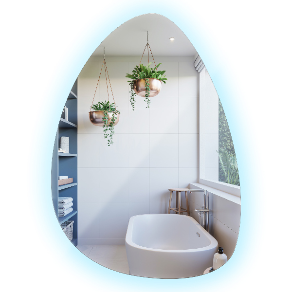 Egg shaped LED mirror 57x80 cm