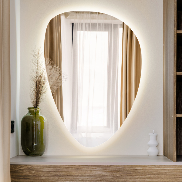 Egg shaped LED mirror 57x80 cm