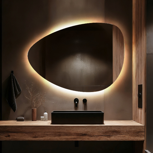 Egg shaped LED mirror 57x80 cm