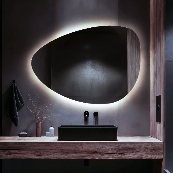 Egg shaped LED mirror 57x80 cm