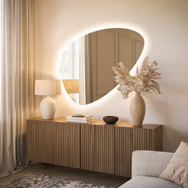 Ovoid LED mirror 64x90 cm