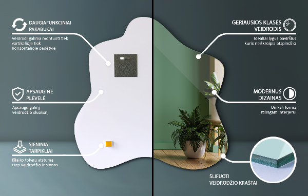 Mirror splash irregular 48x48 cm