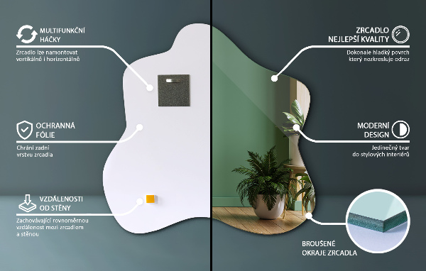Mirror splash irregular 58x58 cm