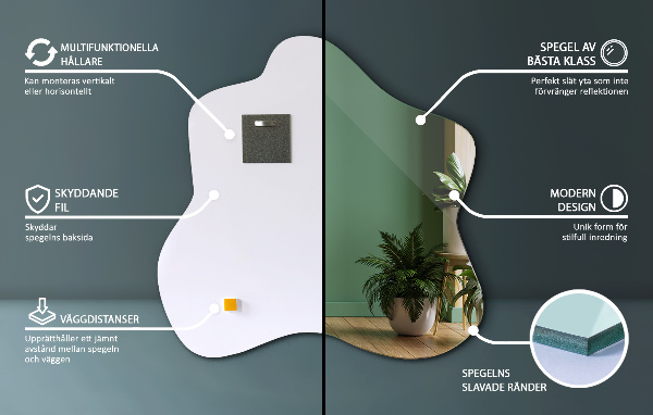 Mirror splash irregular 58x58 cm