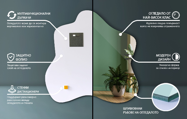 Mirror splash irregular 77x77 cm