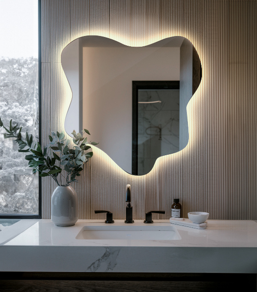 Irregular splash led mirror 48x49 cm