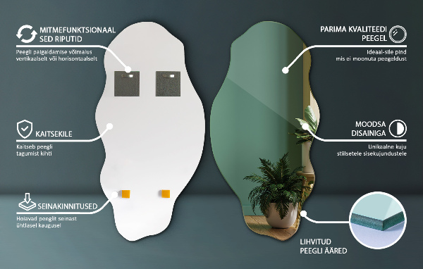 Irregular shaped mirror stain 18x36 in