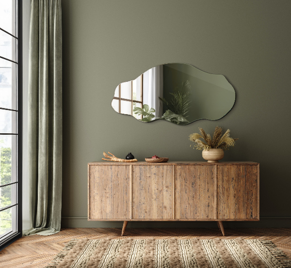 Irregular shaped mirror stain 18x36 in