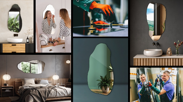 Irregular mirror decorative for the wall 16x32 in