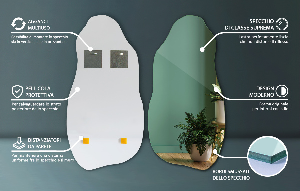 Irregular shape mirror original hanging 20x40 in