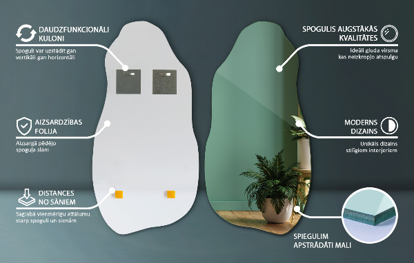 Irregular shape mirror original hanging 20x40 in