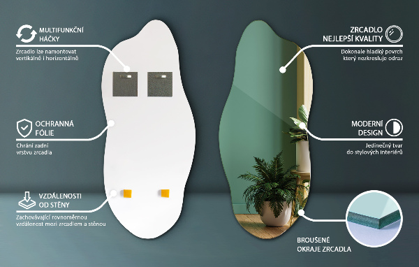 Irregular mirror decorative for the wall 35x80 cm