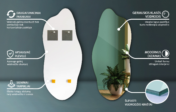 Irregular mirror decorative for the wall 35x80 cm