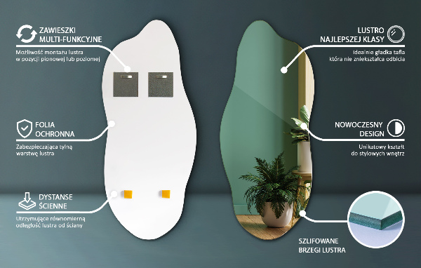 Irregular mirror decorative for the wall 35x80 cm