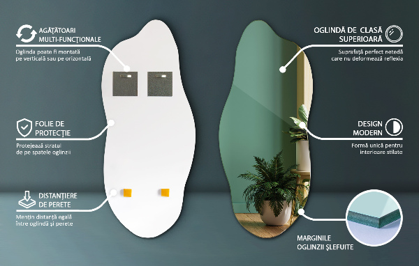 Irregular shape mirror without frame 40x90 cm
