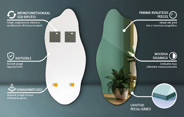 Irregular shape mirror without frame 40x90 cm