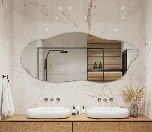 Irregular shape mirror without frame 40x90 cm