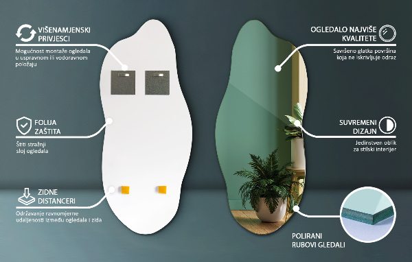Asymmetrical mirror modern 45x100 cm