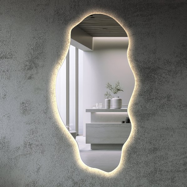 Organic shape led backlit mirror decorative 40x80 cm