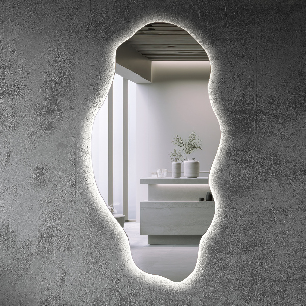 Organic shape led backlit mirror decorative 40x80 cm