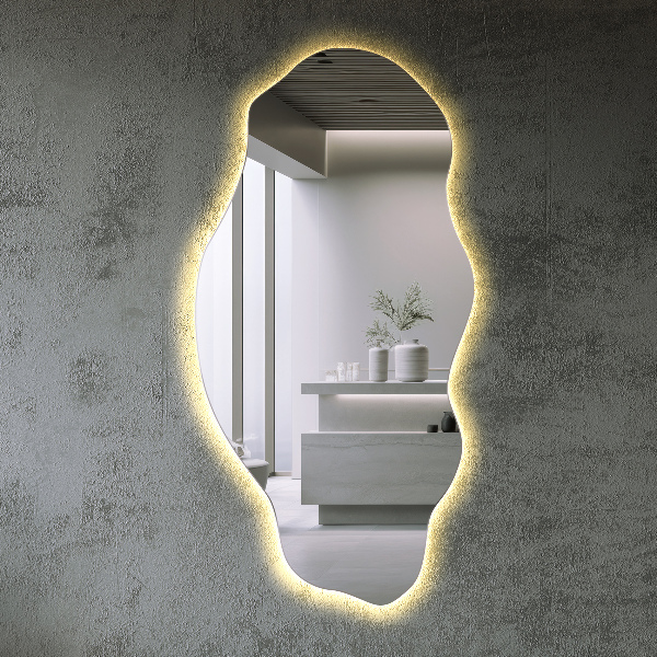 Organic shape led backlit mirror 45x90 cm