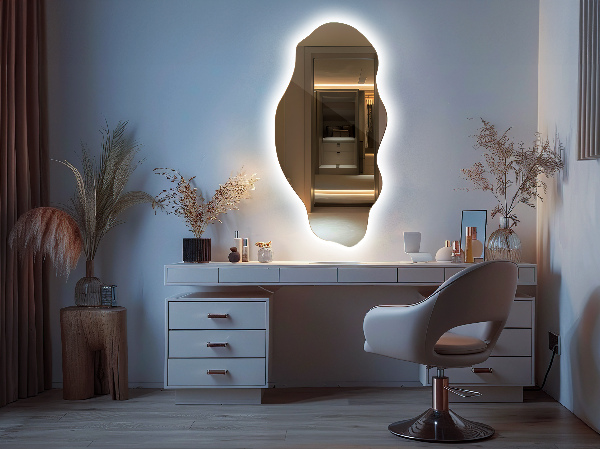 Organic shape led backlit mirror 45x90 cm