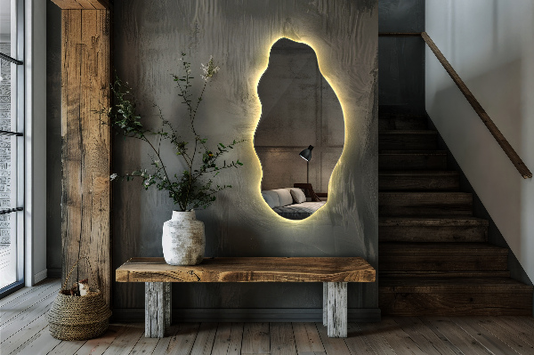 Organic shape led backlit mirror 45x90 cm