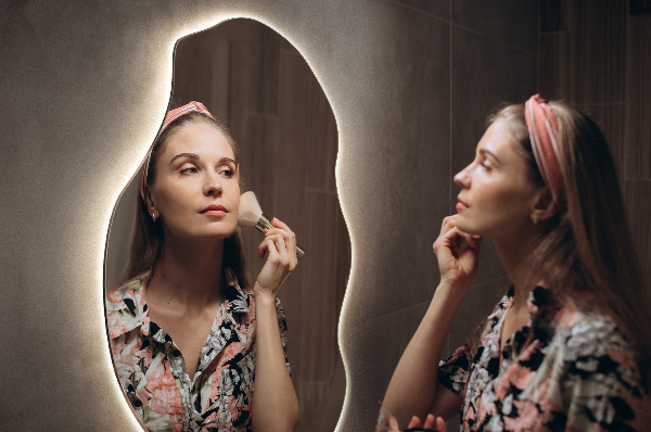 Organic mirror with led lights 50x100 cm