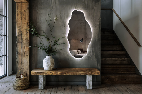 Organic mirror with led lights 50x100 cm