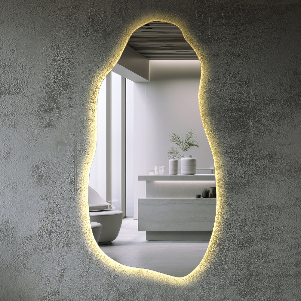 organic shape led backlit mirror stylish 40x80 cm