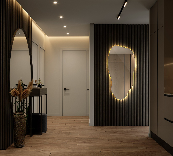 organic shape led backlit mirror stylish 40x80 cm