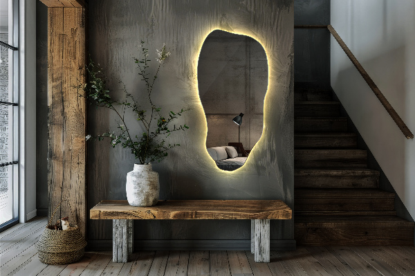 organic shape led backlit mirror stylish 40x80 cm