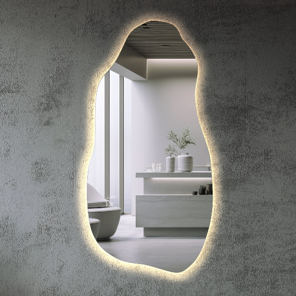 organic mirror with led lights modern 50x100 cm