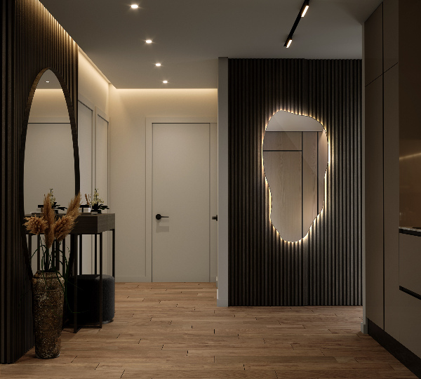 organic mirror with led lights modern 50x100 cm