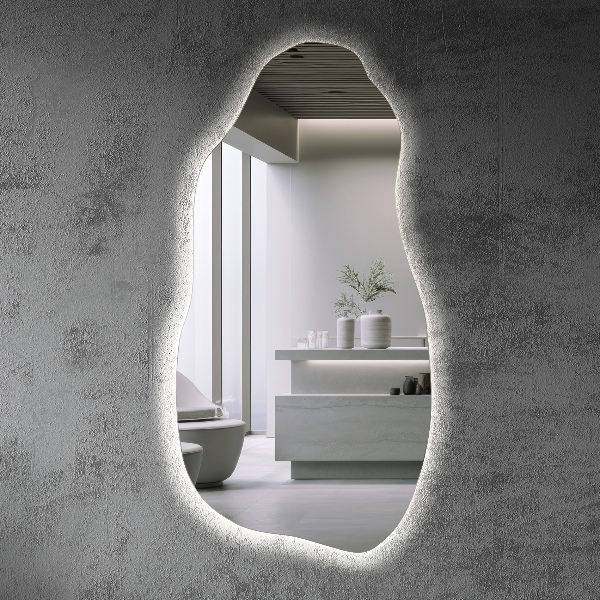 organic mirror with led lights modern 50x100 cm