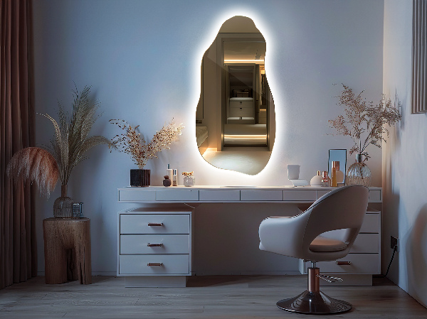 organic mirror with led lights modern 50x100 cm