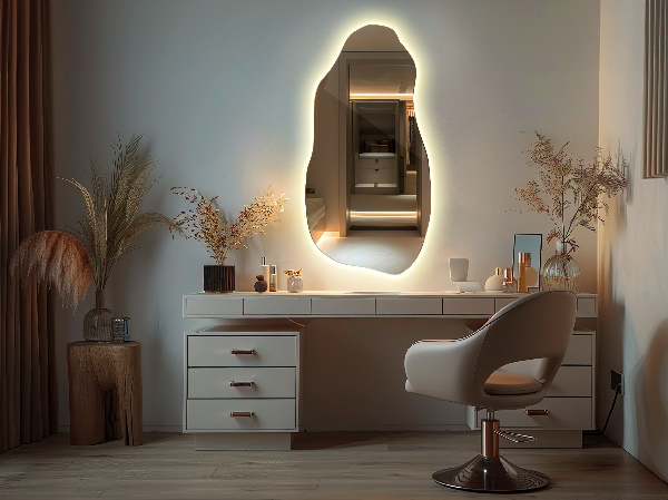 organic mirror with led lights modern 50x100 cm