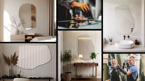 Asymmetric wall mirror 39x26 in